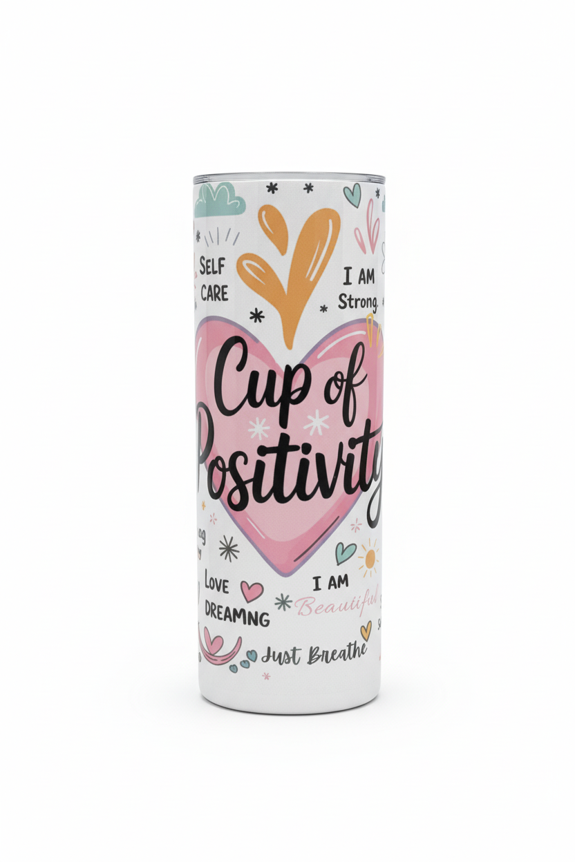Cup of Positivity tumbler without lid