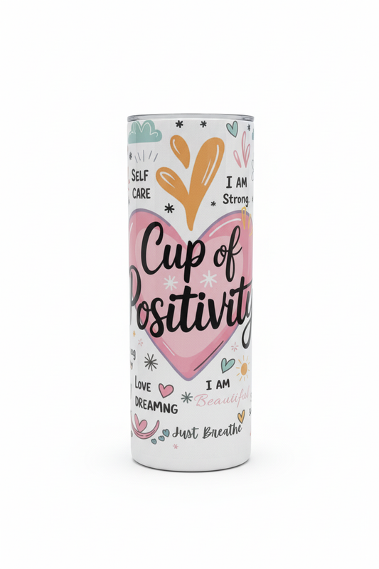 Cup of Positivity tumbler without lid