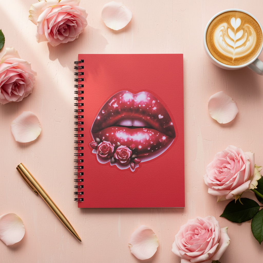 Notebook with Pink Roses Background 3
