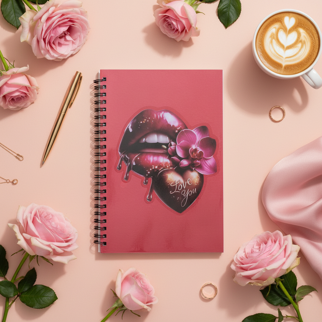 Notebook with Pink Roses Background 4